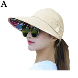 Womens Summer Wide Brim Foldable Sun Hat - Anti-UV Visor