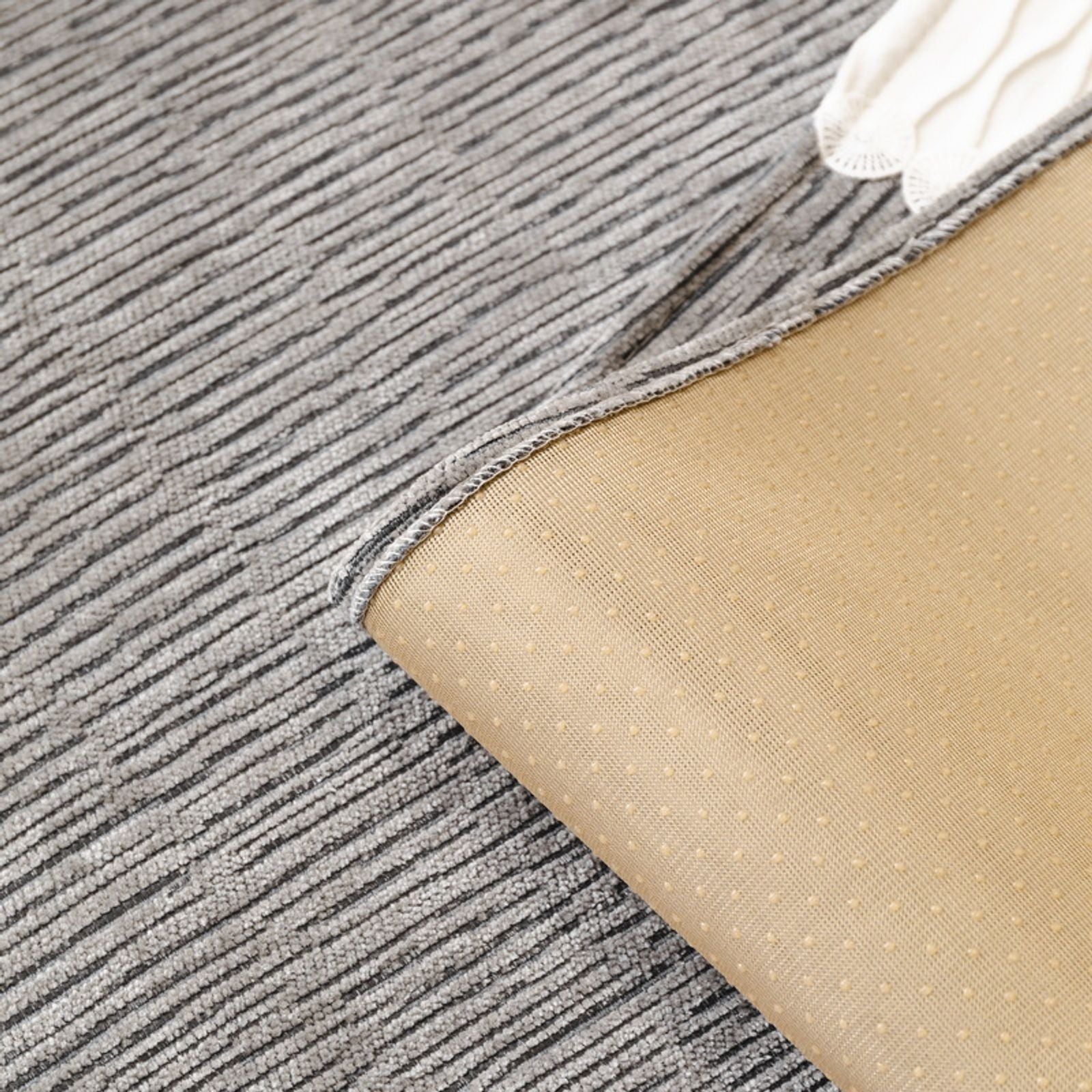 Solid Chenille Sofa Cover with Delicate Lace Decor