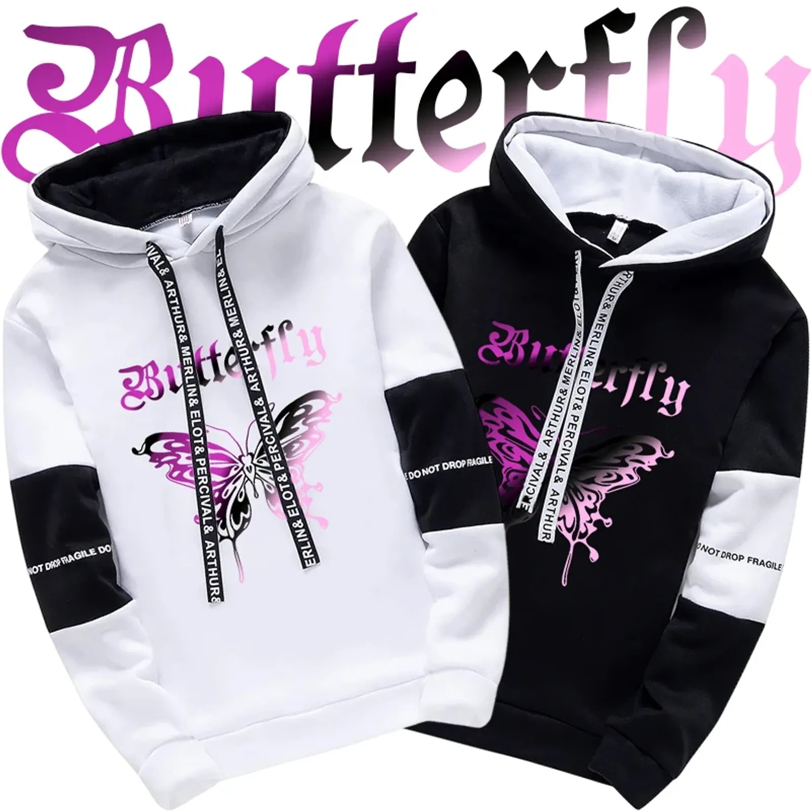 Girls Urban Fashion Loose Hoodie with Letter Print