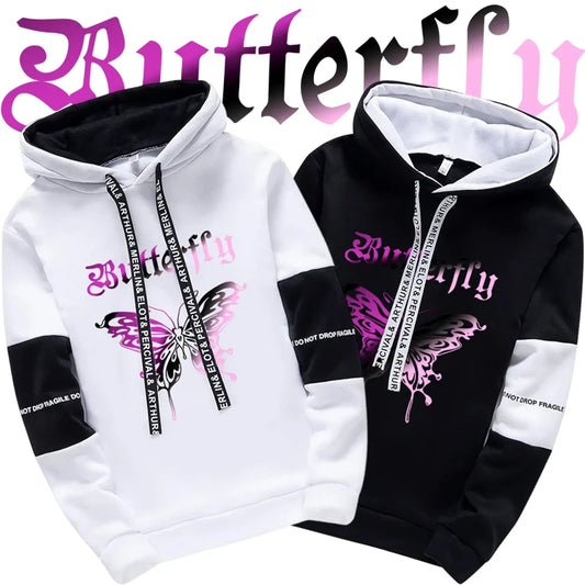 Girls Urban Fashion Loose Hoodie with Letter Print
