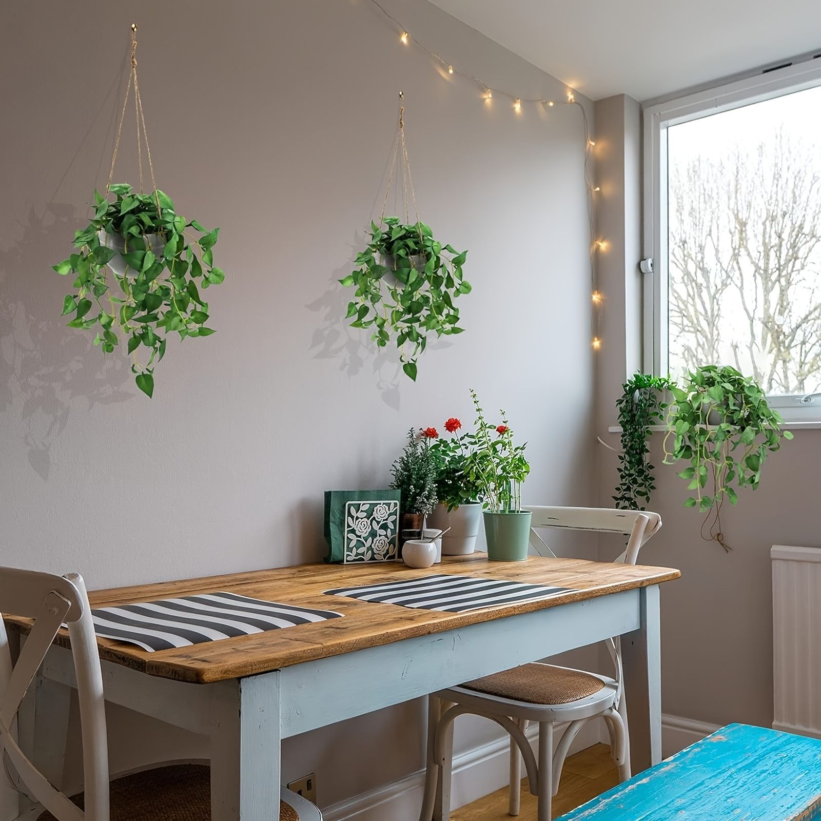 Artificial Potted Faux Ivy Vine Plant with Baskets