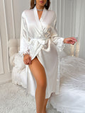 Women's Long Sleeve Floral Lace Night Robe