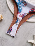Print Halter Mini Thong High Cut Bikini Set