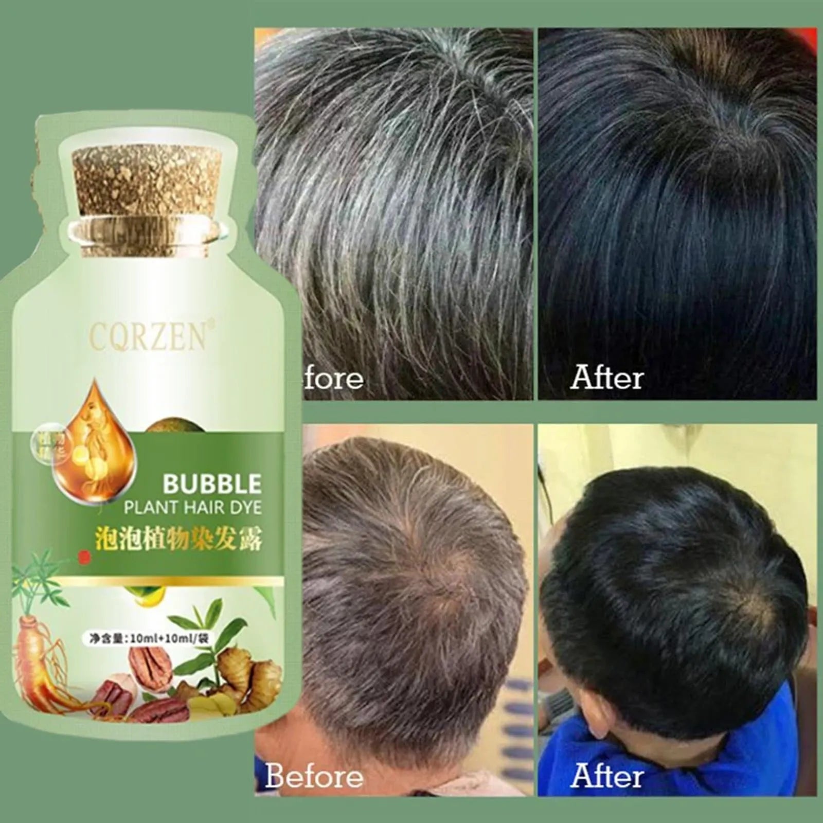 Pure Natural Herbal Hair Dye Shampoo - 5 Minute Color Change