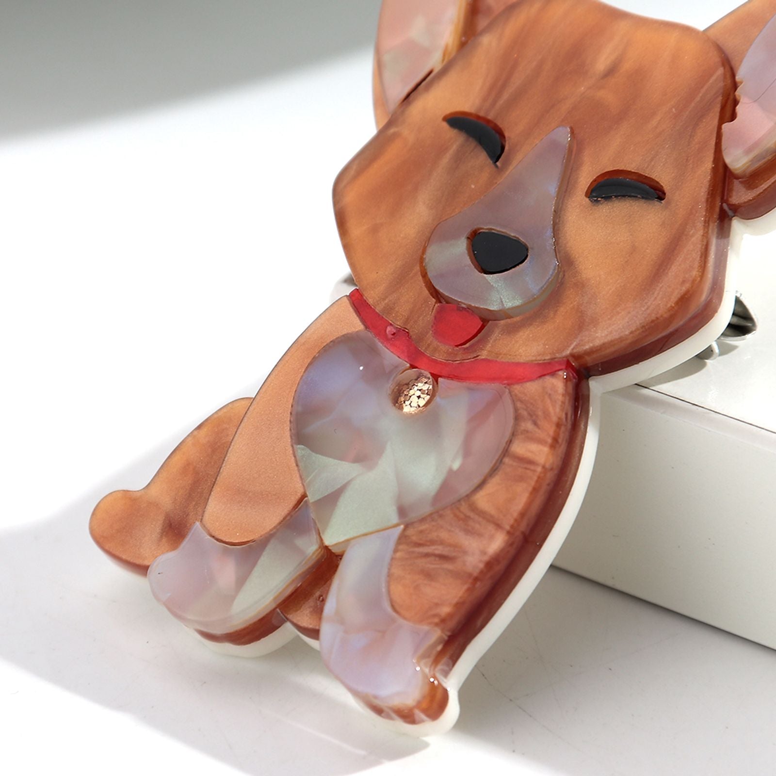 Cute Acrylic Splicing Bell Puppy Brooch for Women