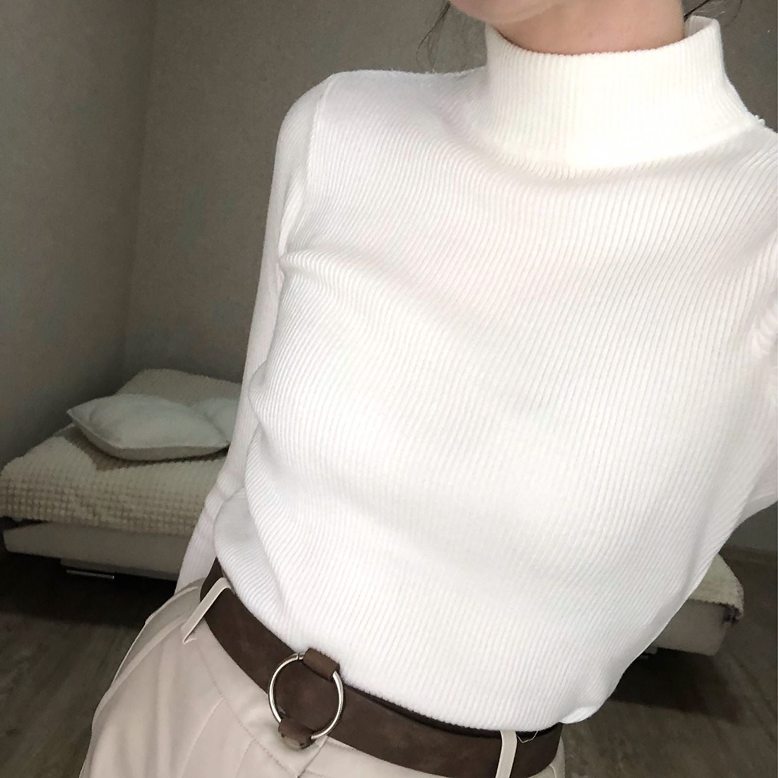 Korean Chic Turtleneck Pullover Sweater for Women
