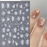 3D White Flower Nail Art Stickers