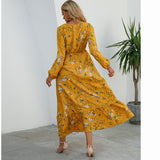 Women’s Bohemian Floral Maxi Dress with Full Sleeves