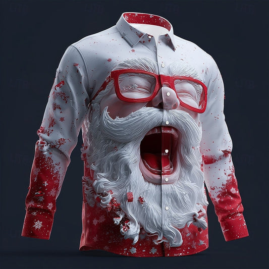 Men's Christmas 3D Graphic Long Sleeve Casual Shirt