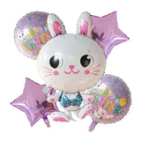 5 Pcs Cartoon Rabbit Foil Balloons for Easter & Birthday