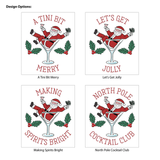 5-Piece Merry Santa in Martini Glass Drawstring Bags
