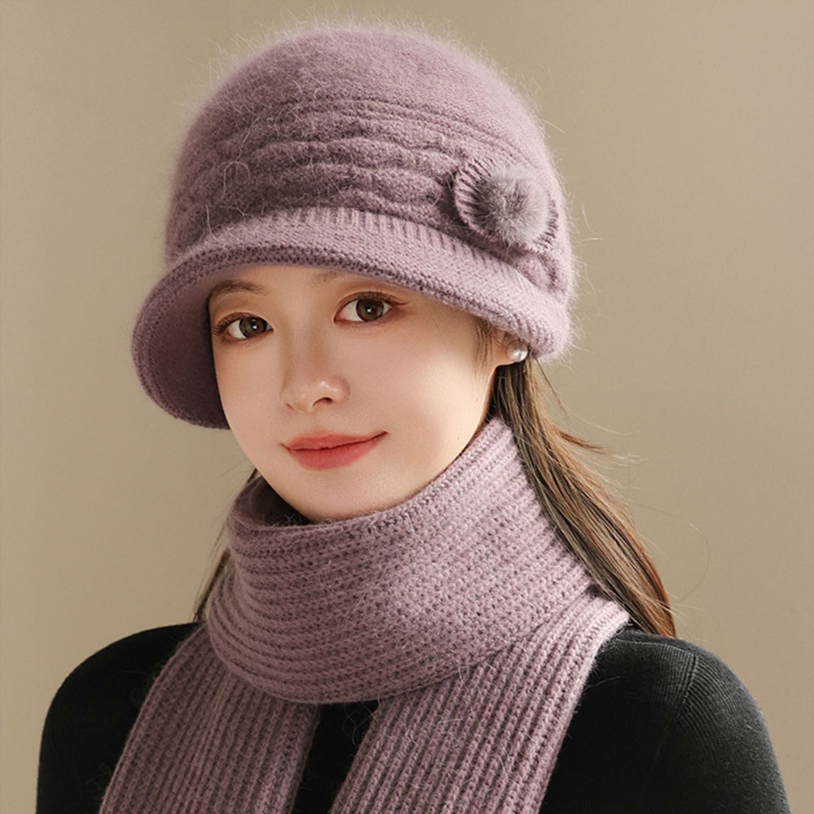 Women's Foldable Knitted Bucket Hat for Winter Travel