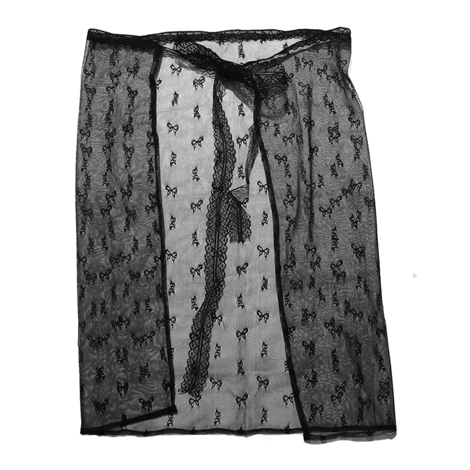 Layered Gauze Skirt with Lace for Y2K Streetwear