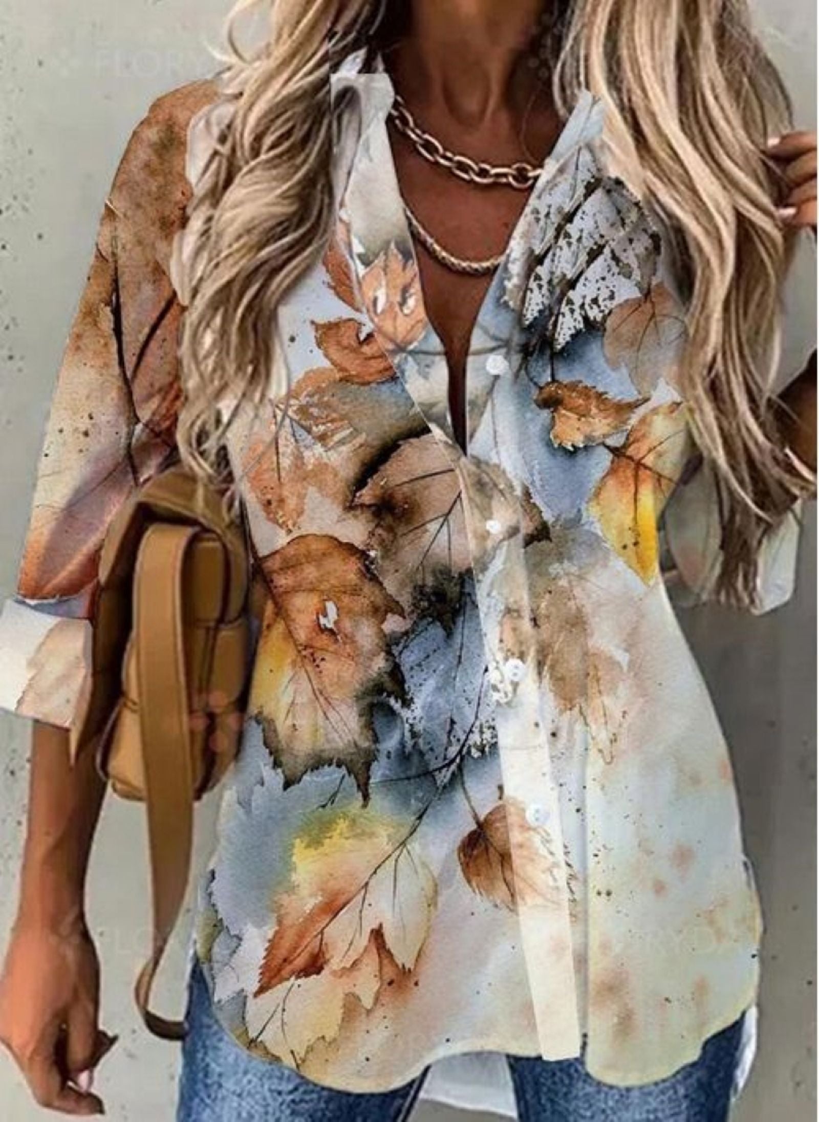 Casual Long Sleeve Printed Loose Shirt for Women