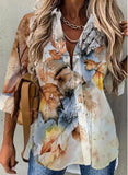 Casual Long Sleeve Printed Loose Shirt for Women