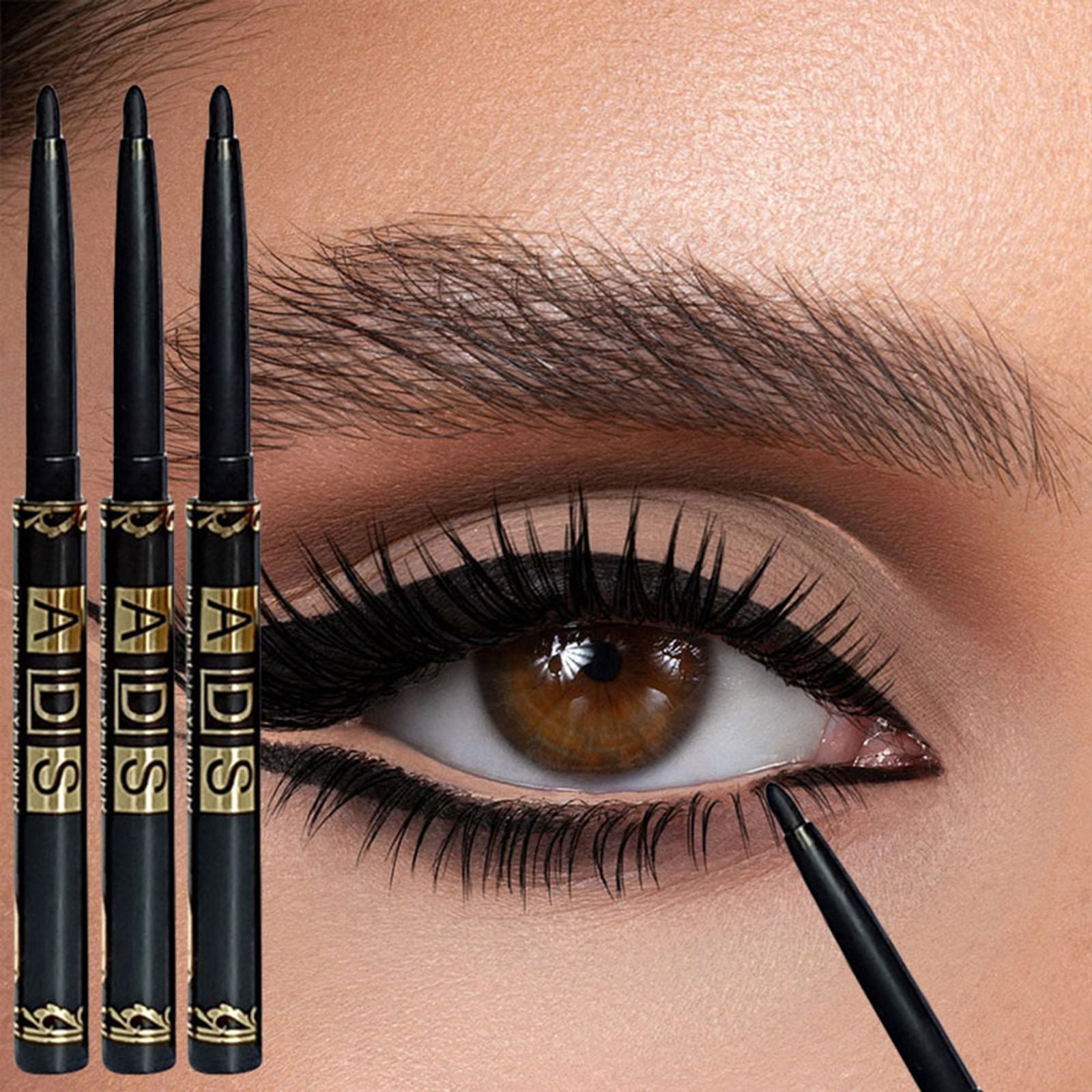 3PCS Long-Lasting Waterproof Black Eyeliner Pencil