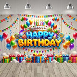 3D Happy Birthday Party Balloon Decoration Backdrop