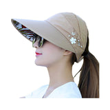 Womens Summer Wide Brim Foldable Sun Hat - Anti-UV Visor