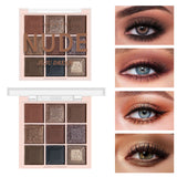 9-Color Matte & Shimmer Eyeshadow Palette - Soft Milk Tea Tones