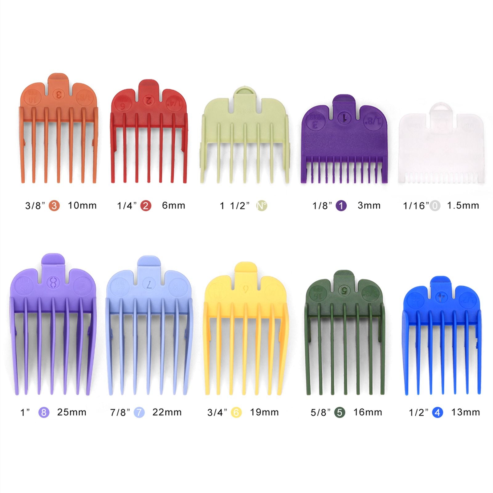 10PCS Hair Clipper Limit Comb Guide Attachment Set