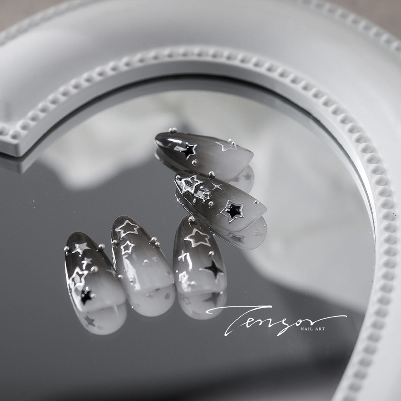 5D Luxury Star Nail Stickers - Black & Silver Nail Decals