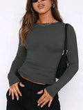Basic Long Sleeve Crop Top for Women