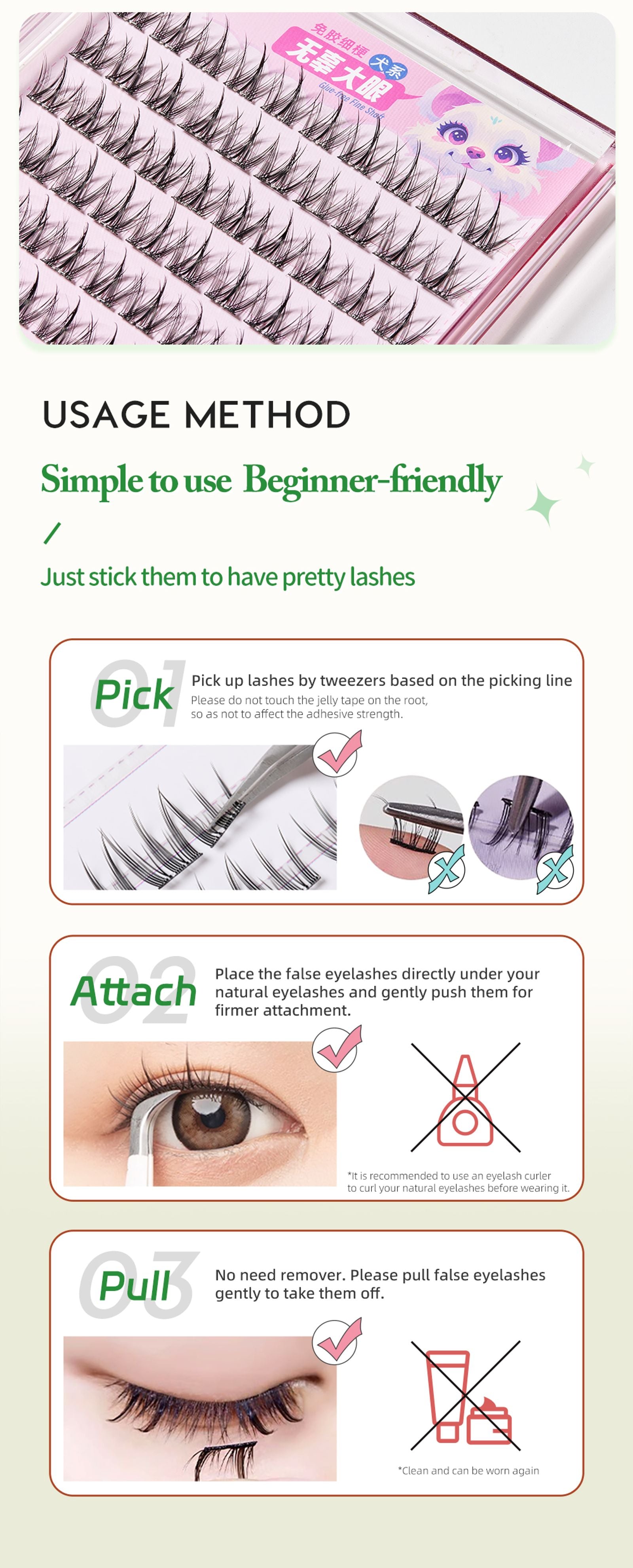 DIY Clusters Eyelash Self-Adhesive Natural Soft Lashes