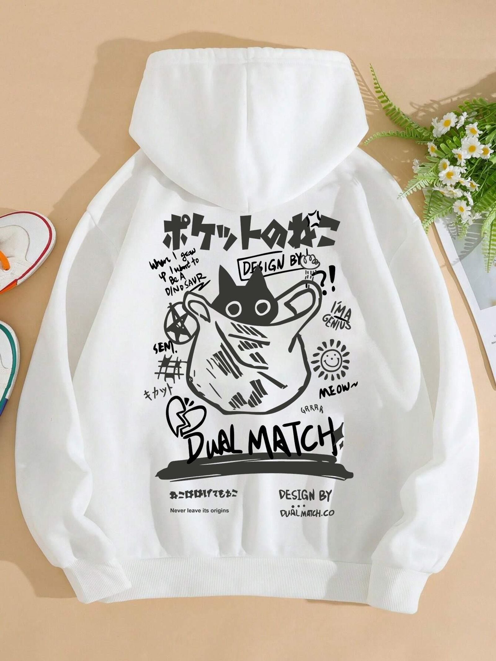 Cute Cat Cartoon Printed Sweatshirt for Women
