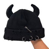 Warm Viking Hat with Metal Horns for Winter Events