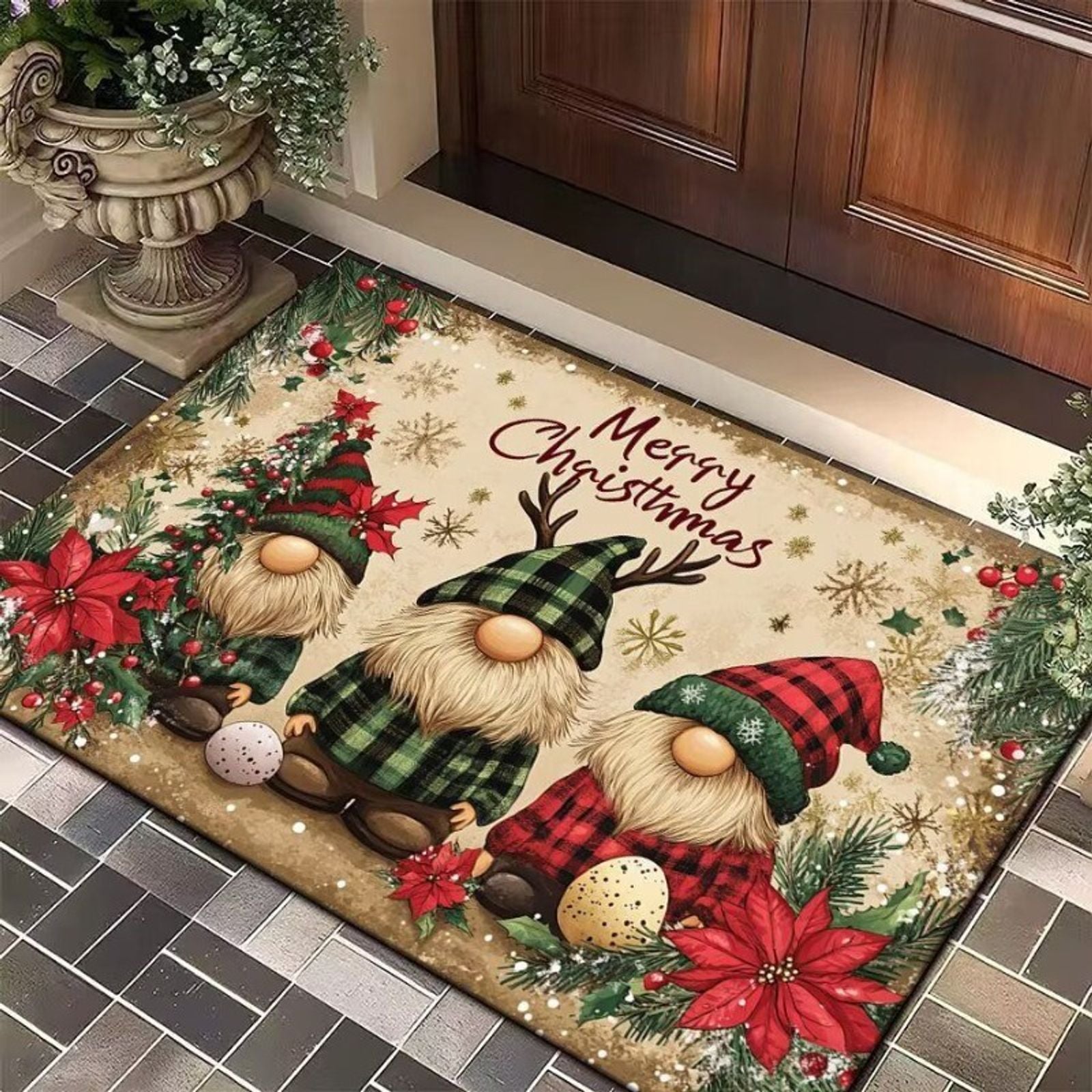 Merry Christmas Absorbent Door Mat