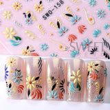 2pcs Colorful Floral Nail Decals for DIY Manicure