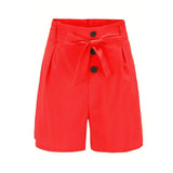 Y2K Solid Button Front High Waist Beach Shorts