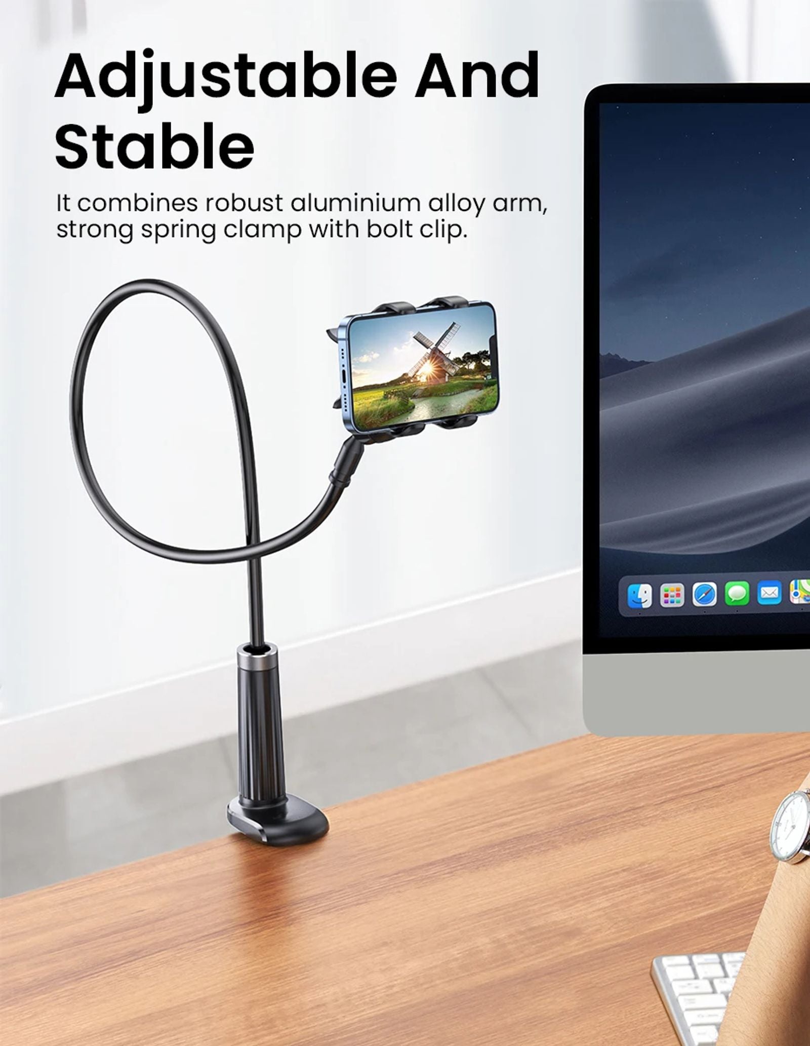 Adjustable Universal Mobile Phone Stand for Desk & Bedside