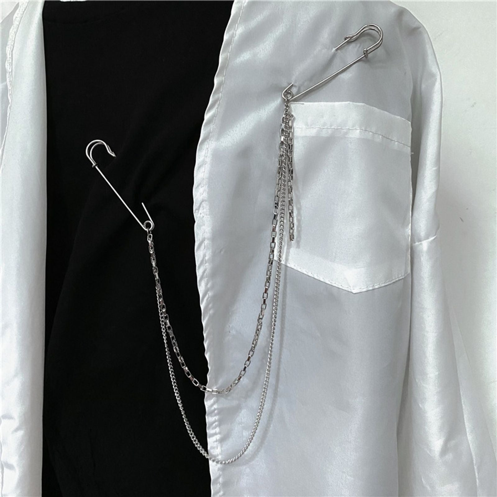 Punk Double Chain Brooch - Trendy Hip Hop Jewelry