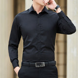 Plus Size Men’s Solid Color Long Sleeve Business Shirt