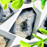 Black Sardonyx Geode Agate Point - Natural Crystal Decor