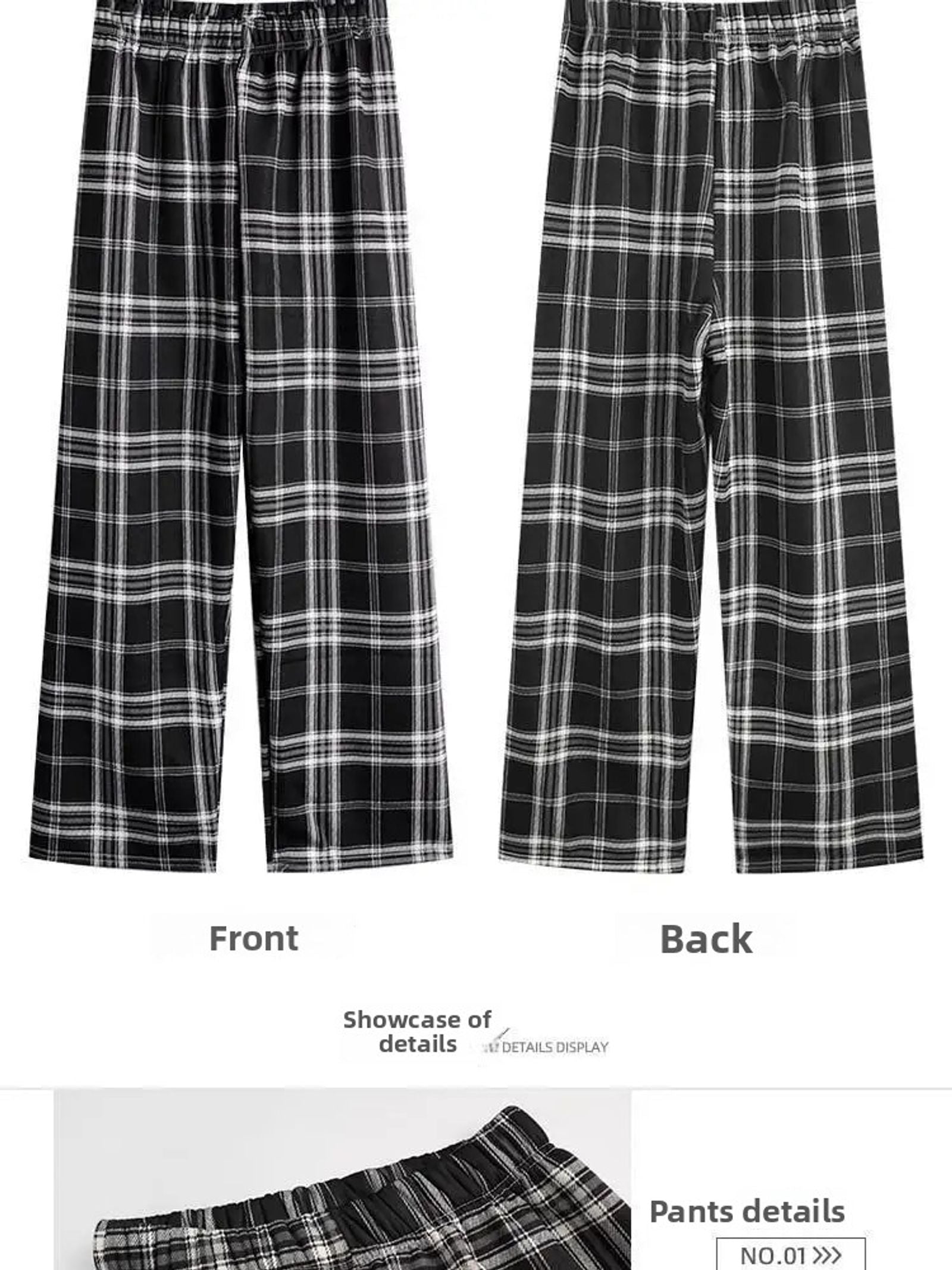 Lamb Velvet Fleece Lined Plaid Wide Leg Pants for Women