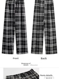 Lamb Velvet Fleece Lined Plaid Wide Leg Pants for Women