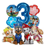 9pcs Cartoon Paw Patrol Foil Balloons for Kids' Birthday