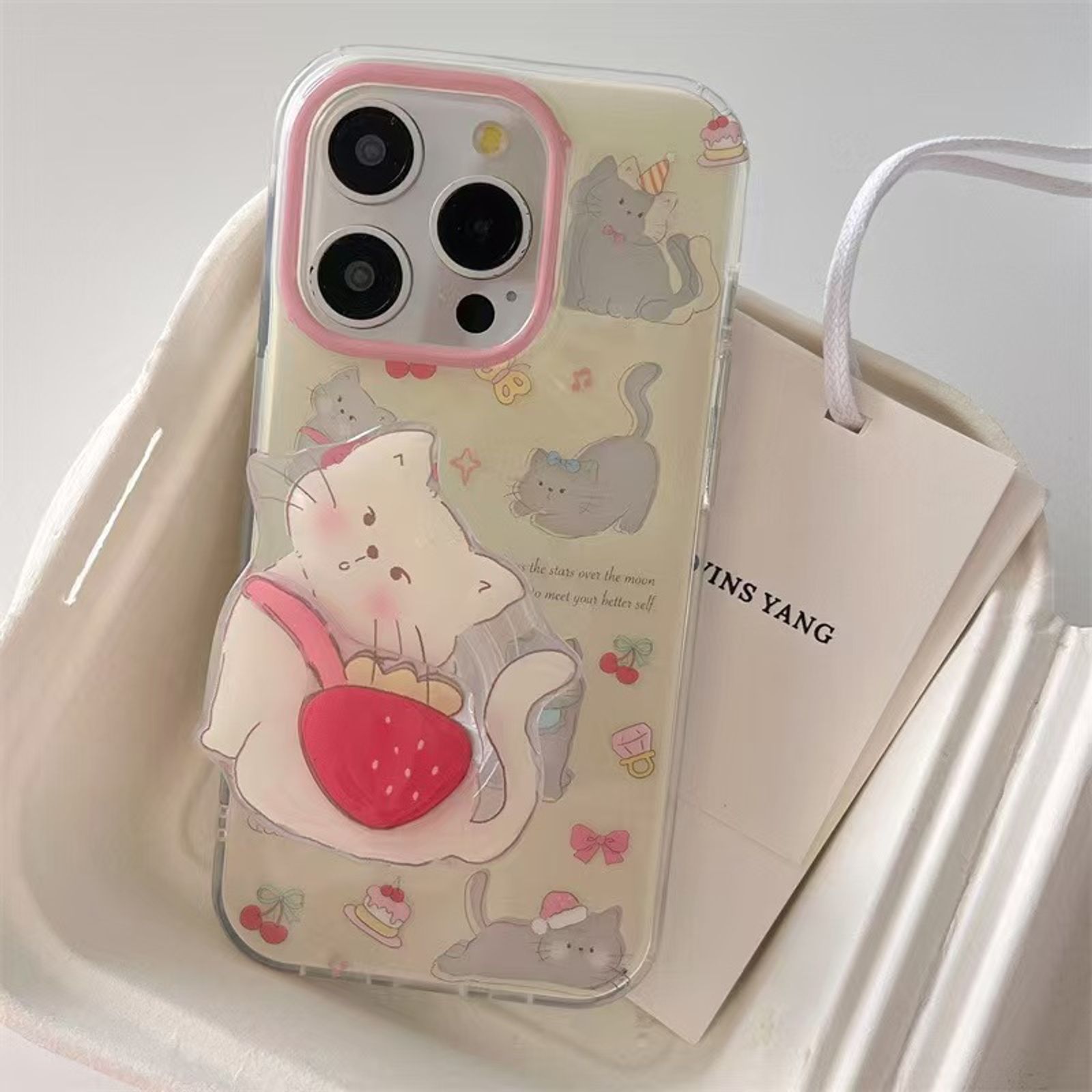 Korean Cute Cartoon Kawaii Kitten Grip Tok Phone Holder