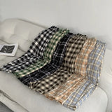 Winter Plaid Wide Leg Pants for Women
