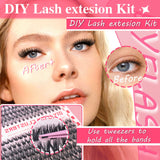 DIY Eyelash Extension Kit with Tweezers and Glue