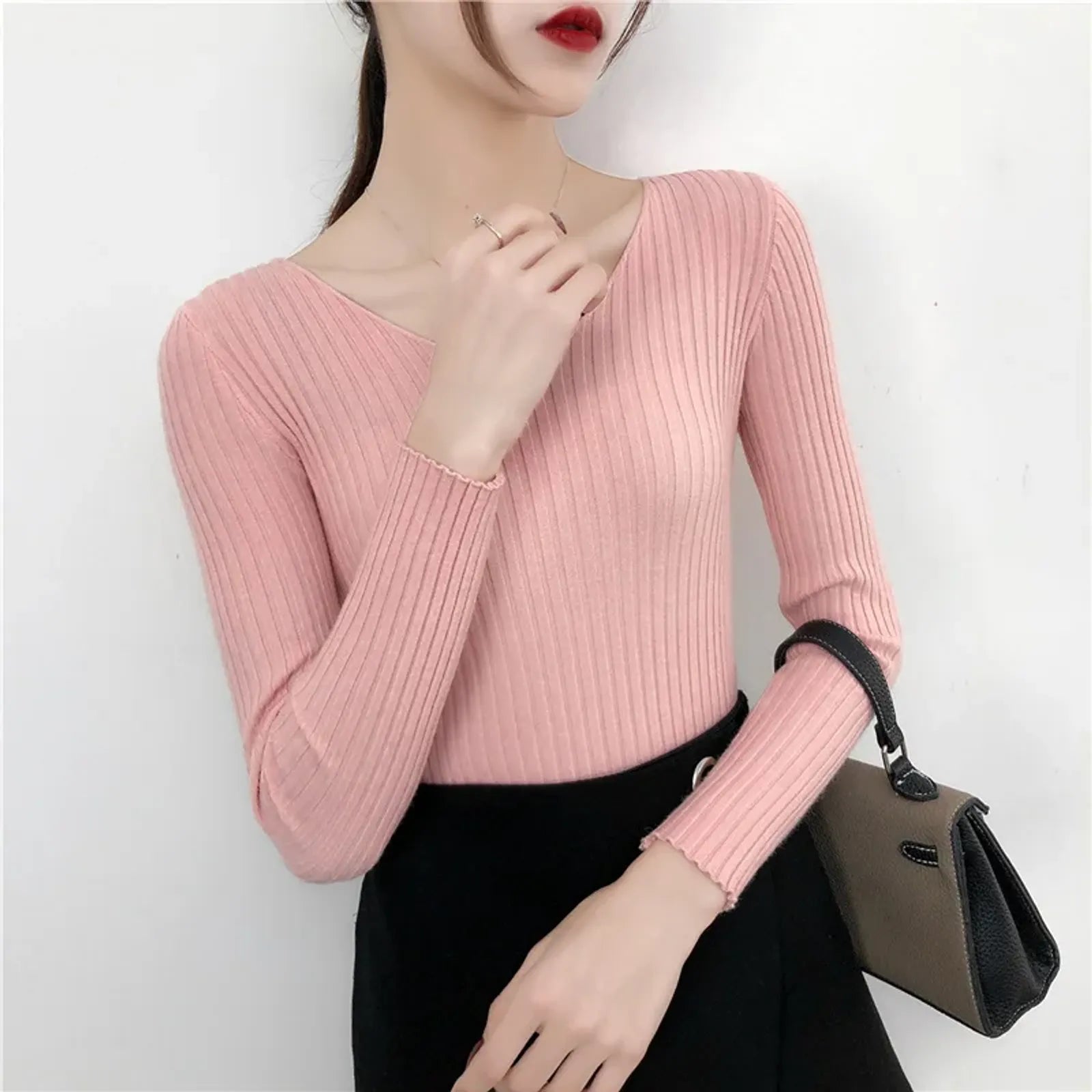 Women’s Knitted V-Neck Pullover Sweater