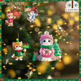 12Pcs Cute Cat Shaped Christmas Tree Decorations