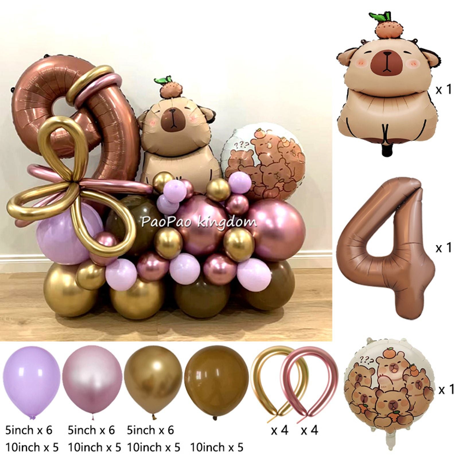 Cartoon Capybara Foil Balloon for Kids' Parties