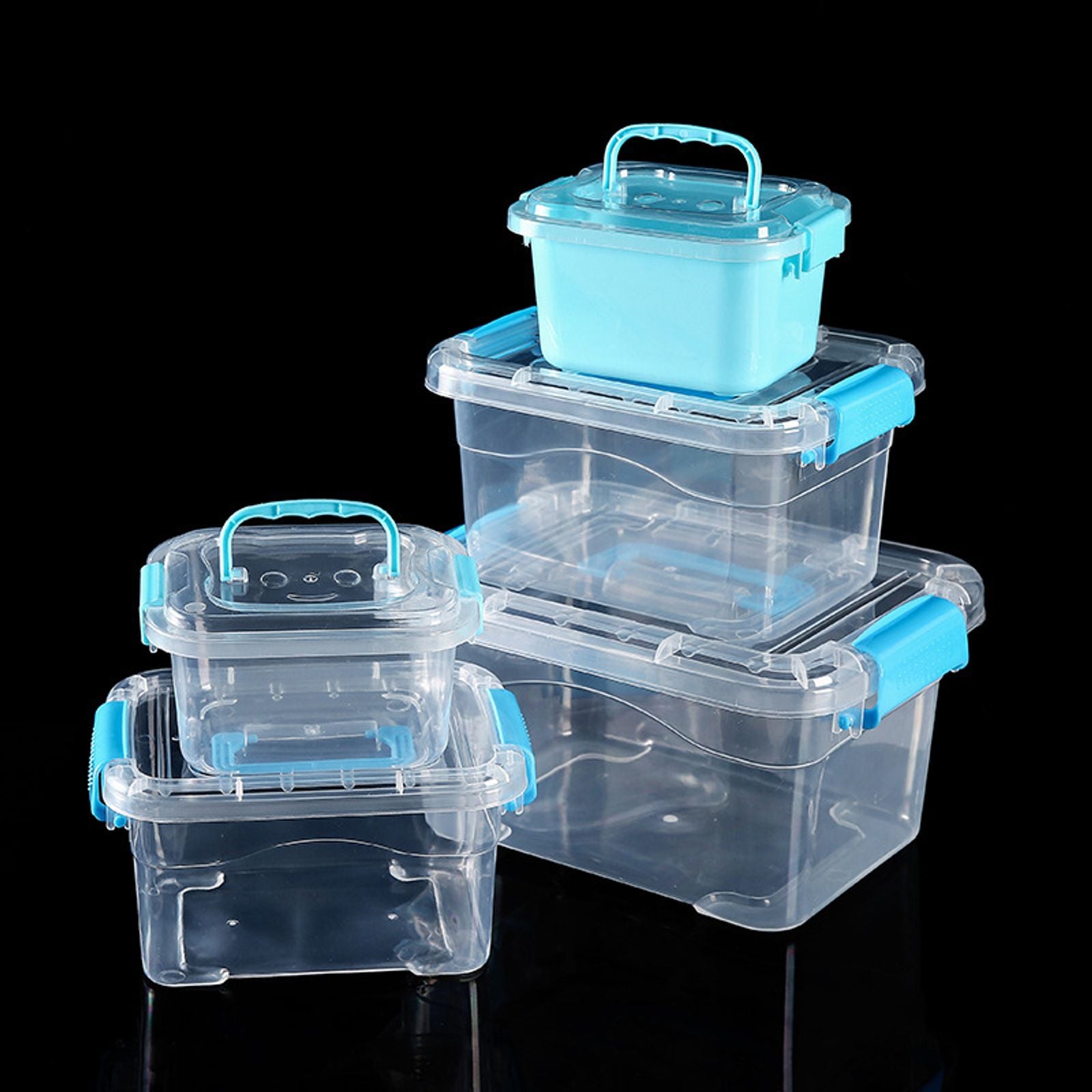 Transparent Plastic Storage Organizer Box with Lid