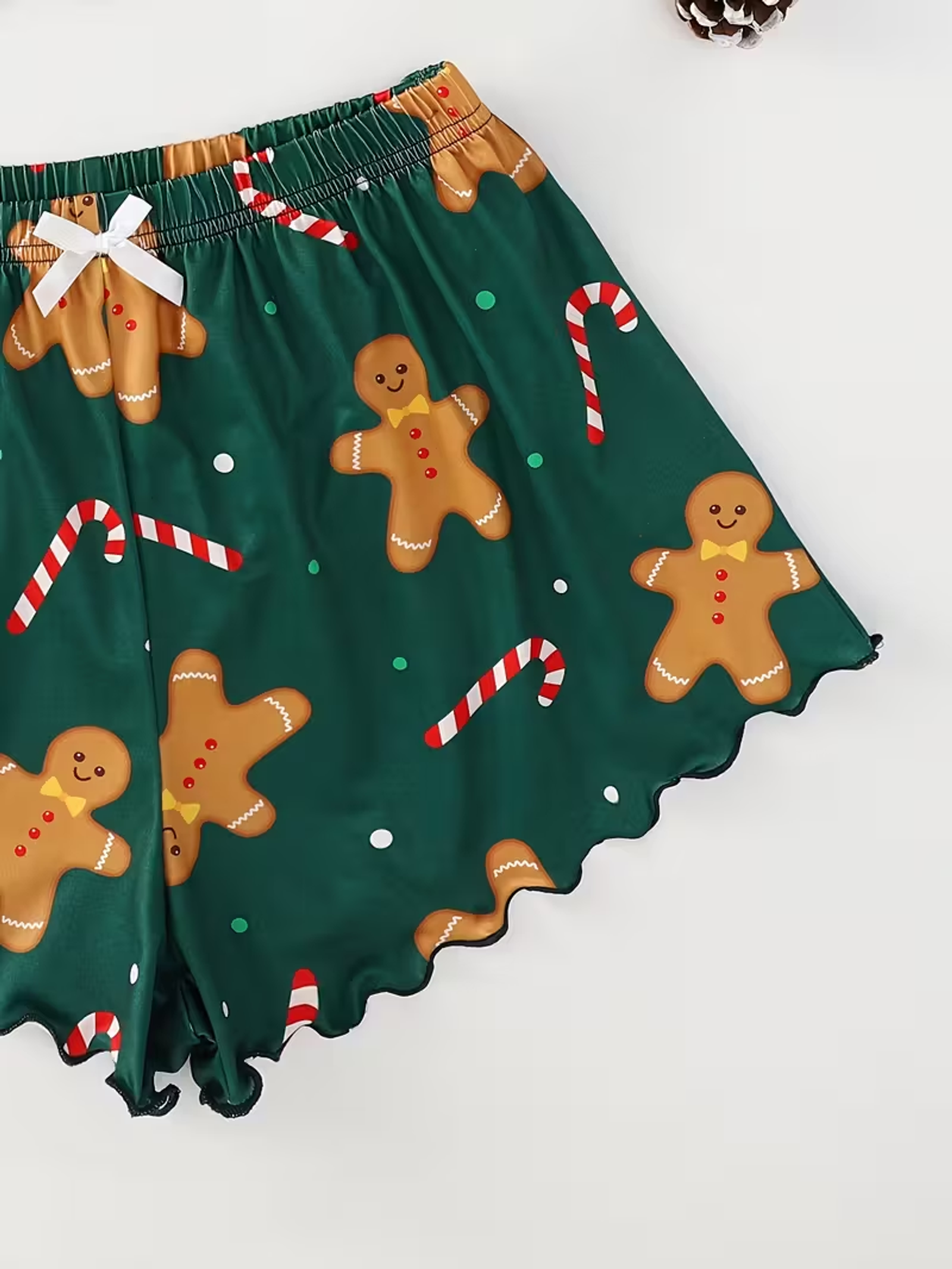 Women's Cute Gingerbread Print 2-Piece Christmas Pajama Set