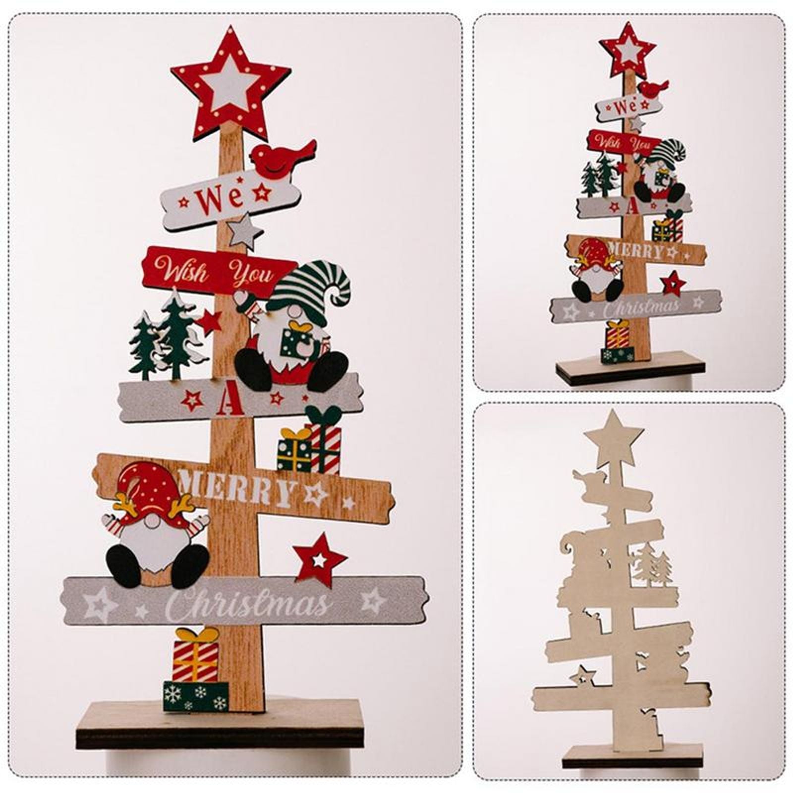 Wooden Christmas Tree Santa Claus DIY Decoration