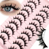 3D Cat Eye Faux Mink Lashes - 10 Pairs Natural & Fluffy
