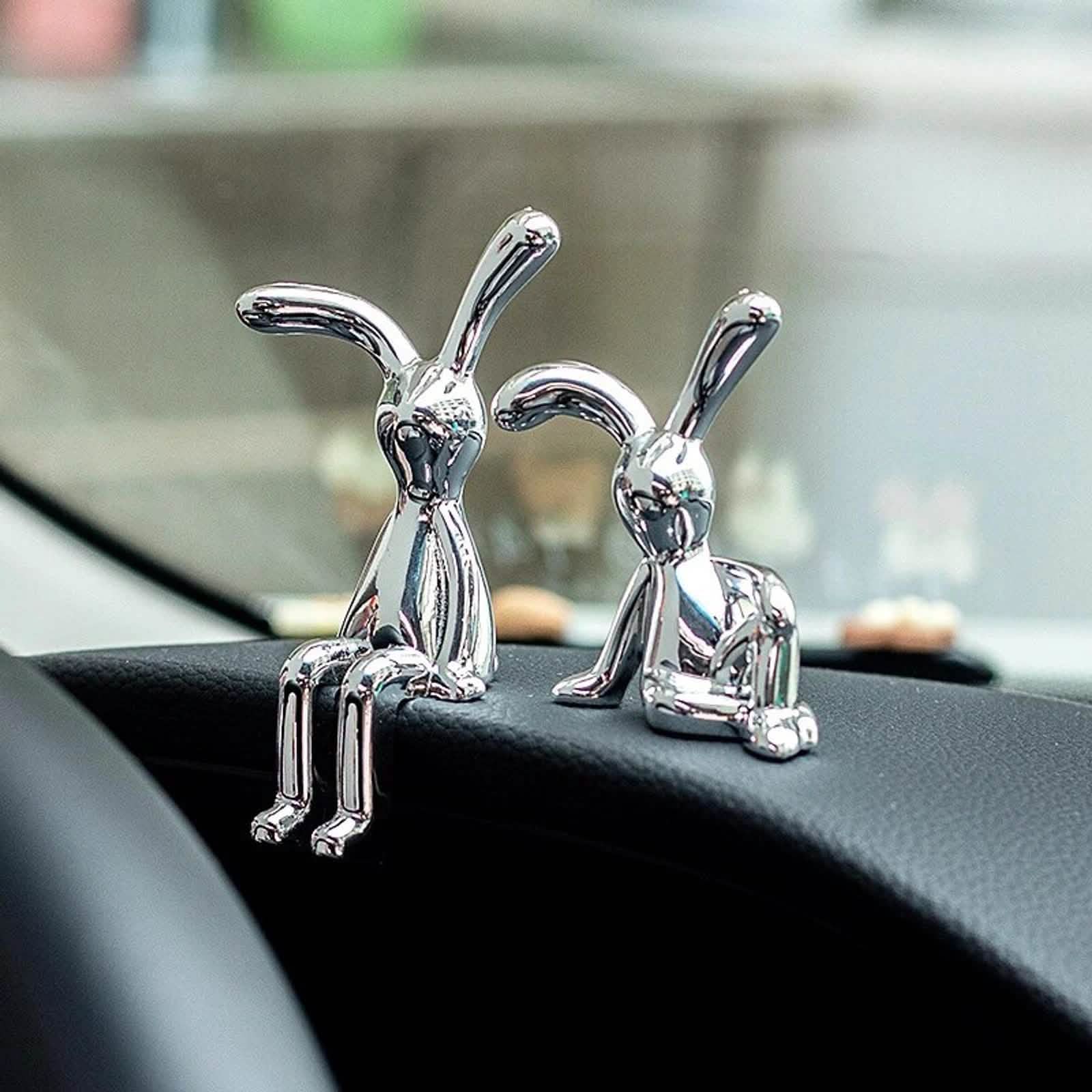 2PC Long-Eared Rabbit Double Statue Decoration